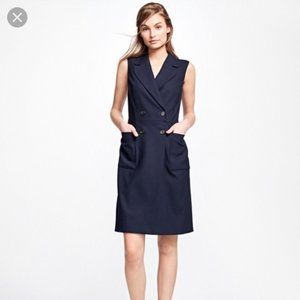 [Worn once] Brooks Brothers Wool-Blend Wrap Dress - Navy